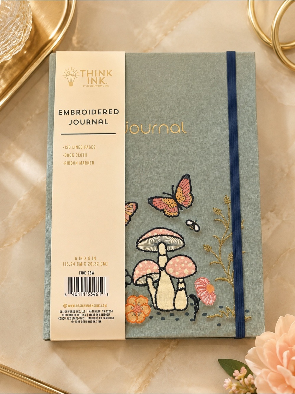 Think Ink Embroidered Mushroom Butterfly Journal 6x8 120 Pages New
